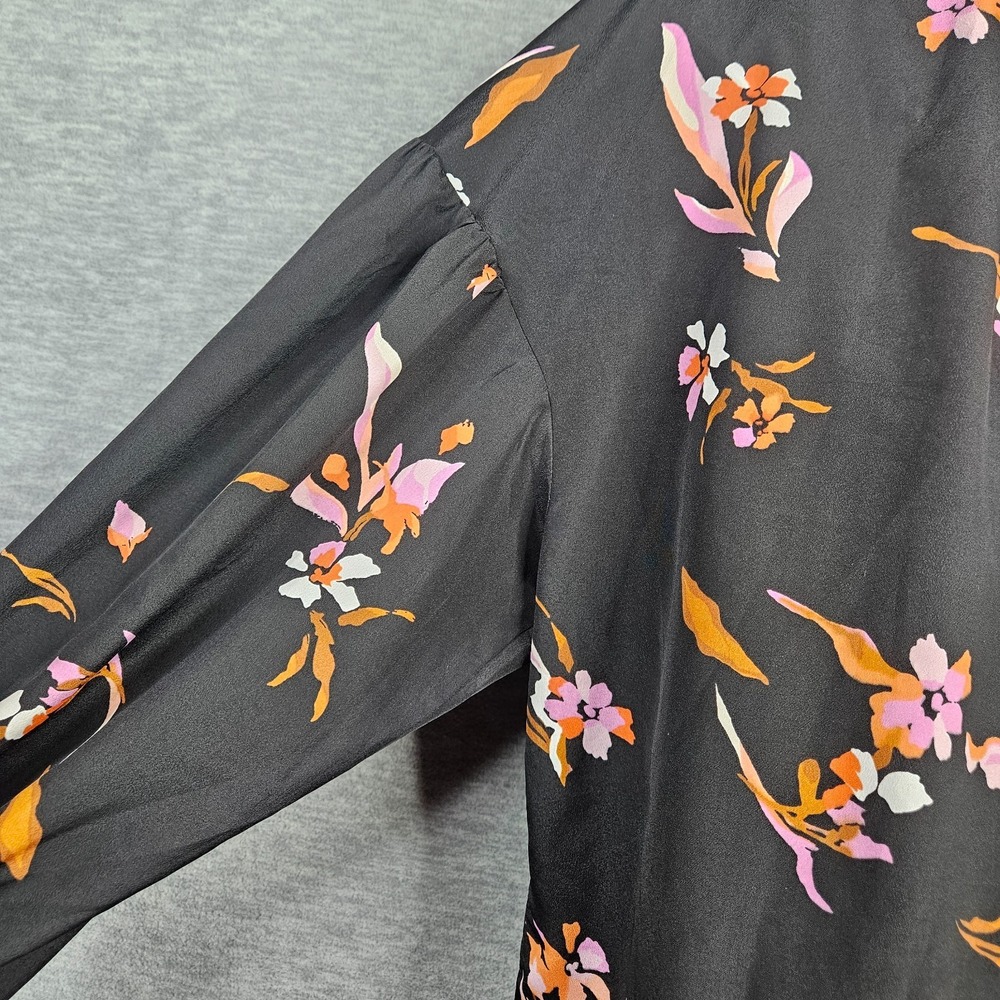 Joie Eilga Floral Printed Split Neckline Dropped Shoulders Elasticized Cuffs L - Picture 4 of 9
